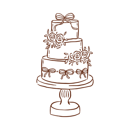 Tiered Floral Cake  Illustration