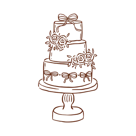 Tiered Floral Cake  Illustration