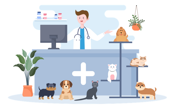 Tierklinik für Haustiere  Illustration