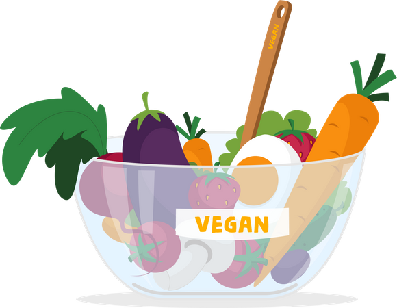 Tigela de comida vegana  Ilustração