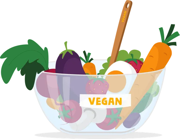 Tigela de comida vegana  Ilustração