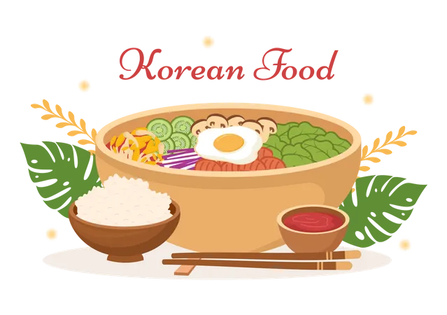 Tigela de refeição coreana  Ilustração