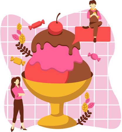 Tigela de sorvete  Ilustração