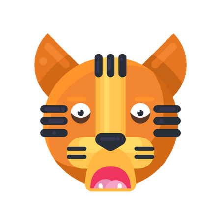 Tiger afraid expression  Illustration