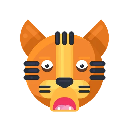 Tiger afraid expression  Illustration