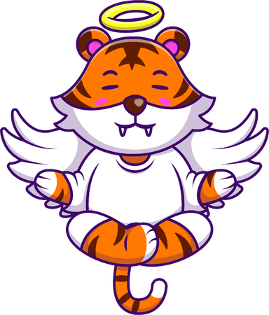 Tiger Angel Meditating  Illustration