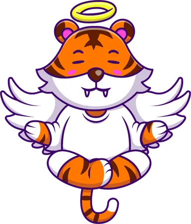 Tiger Angel Meditating  Illustration