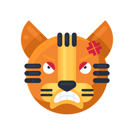 Tiger angry reaction Illustration