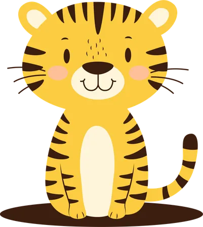 Tiger Animal with Happy Expression  Illustration