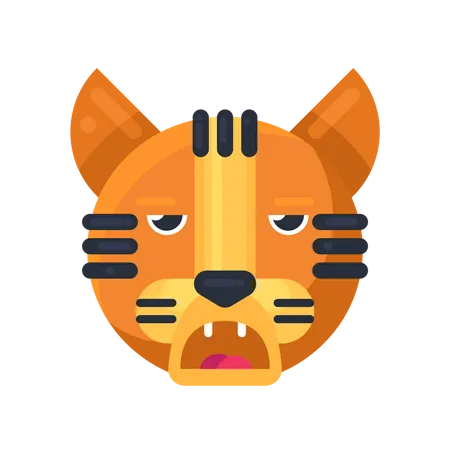 Tiger boring expression Illustration