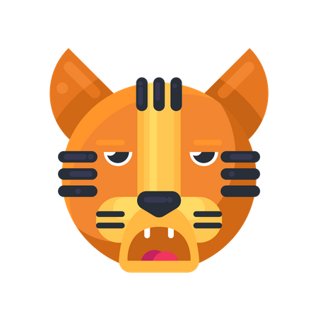 Tiger boring expression  Illustration