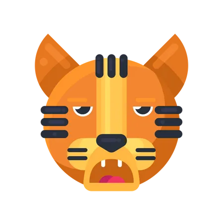 Tiger boring expression  Illustration