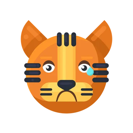 Tiger crying expression Illustration