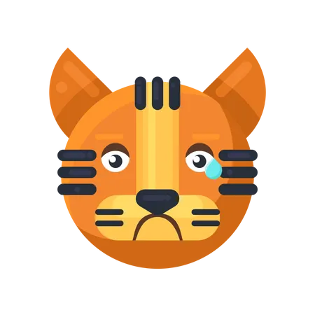 Tiger crying expression  Illustration