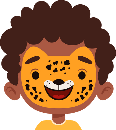 Tiger face painting on boy face  Illustration