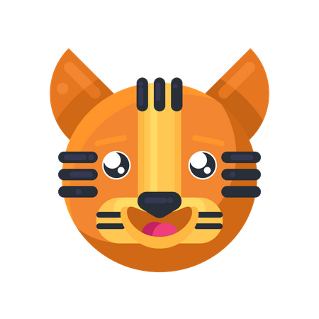 Tiger happy eyes expression  Illustration