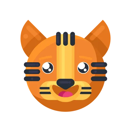 Tiger happy eyes expression  Illustration