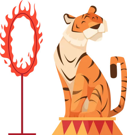 Tiger im Zirkus  Illustration