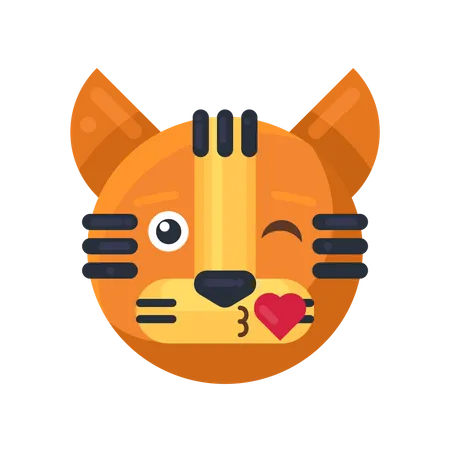 Tiger kiss with heart expression  Illustration