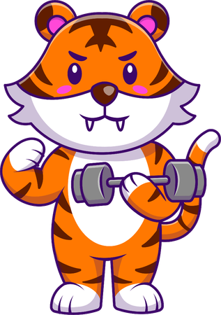 Tiger Lifting Dumbbell  イラスト