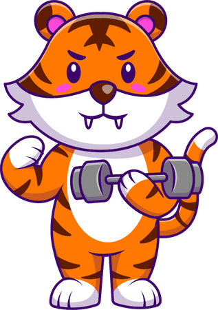 Tiger Lifting Dumbbell  Illustration