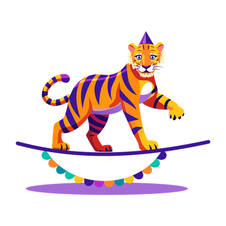 Tiger bei einer Vorstellung im Zirkus  Illustration