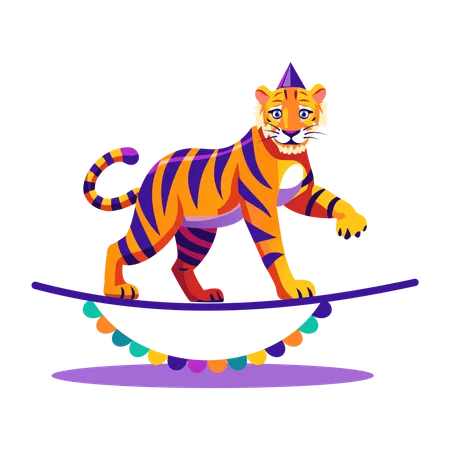 Tiger bei einer Vorstellung im Zirkus  Illustration