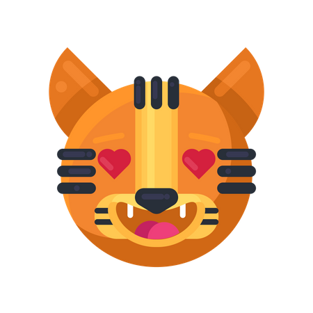 Tiger mit Herzen im Augenausdruck  Illustration