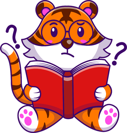 Tiger reading Book  Illustration