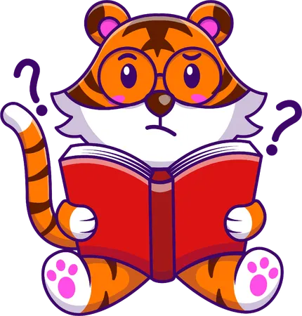 Tiger reading Book  Illustration