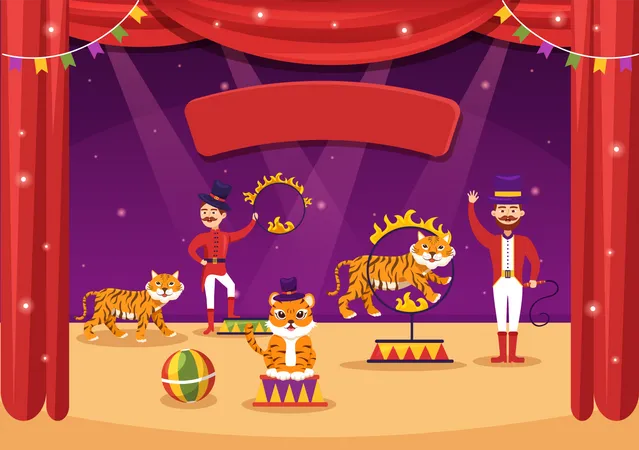 Tiger show in circus  Illustration