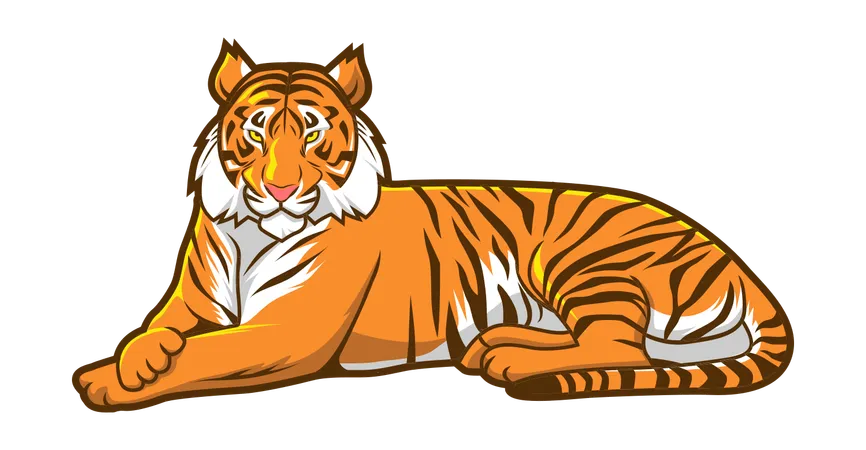 Tiger sitzend  Illustration