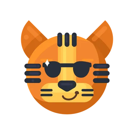 Tiger smiling and wearing sunglasses  Illustration