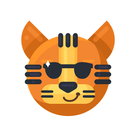 Tiger smiling and wearing sunglasses  Illustration