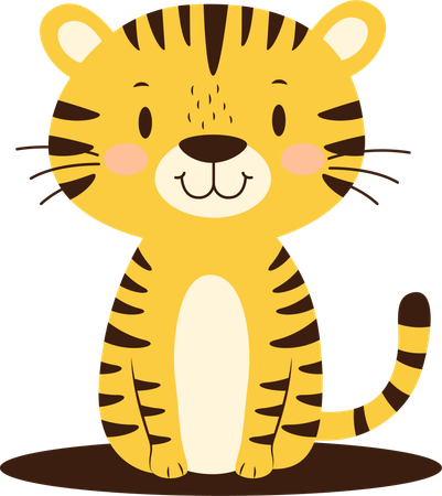 Tiger, Tier, Mit, Glücklich, Ausdruck  Illustration