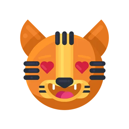 Tiger with hearts in eyes expression Illustration