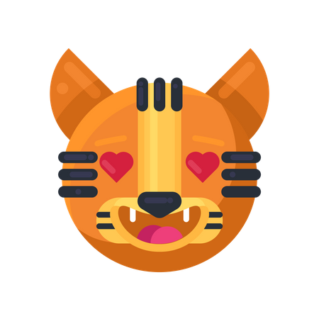 Tiger with hearts in eyes expression  Illustration