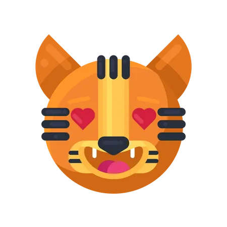 Tiger with hearts in eyes expression  Illustration