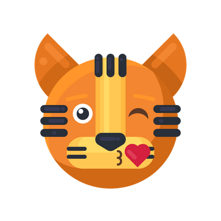 Tigerkuss mit Herzausdruck  Illustration
