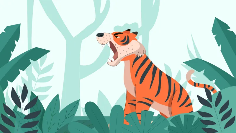 Tigre dans la jungle  Illustration