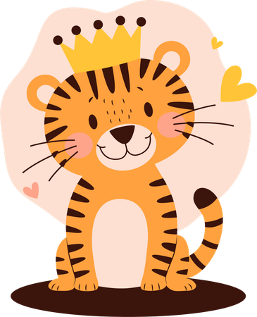 Tigre real usando coroa real  Ilustração