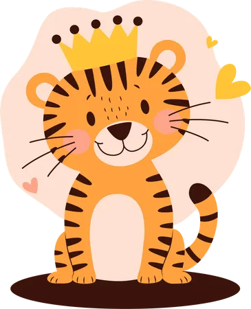 Tigre real usando coroa real  Ilustração