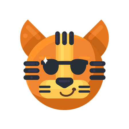 Tigre sonriendo y con gafas de sol  Ilustración