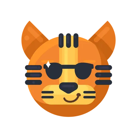 Tigre sonriendo y con gafas de sol  Ilustración