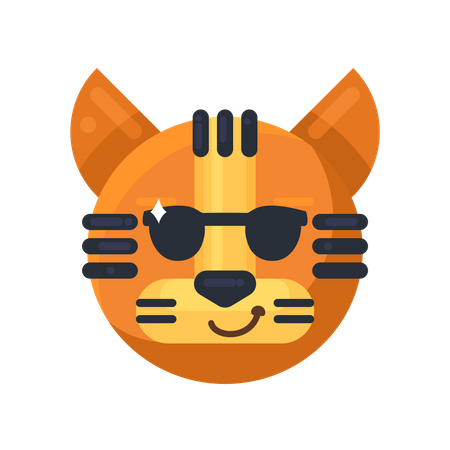 Tigre sorrindo e usando óculos escuros  Ilustração