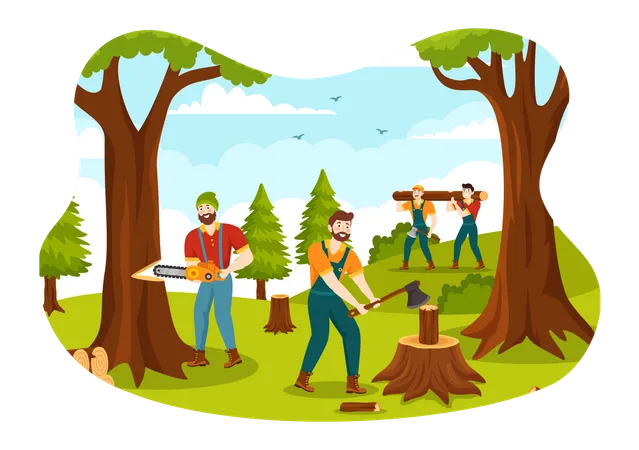 Timber Production  Illustration