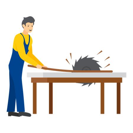 Timberman Cutting wood with Skill and Strength while using machine  Illustration