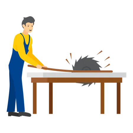 Timberman Cutting wood with Skill and Strength while using machine  Illustration