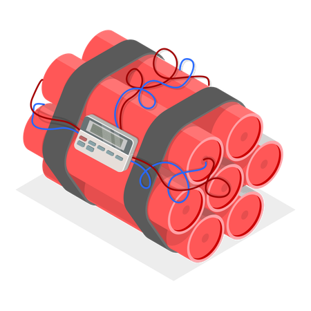 Time bomb with wire and display  Illustration