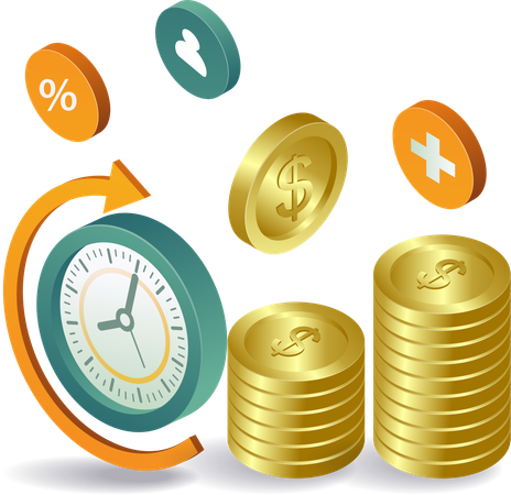 Time clock with business money  Illustration